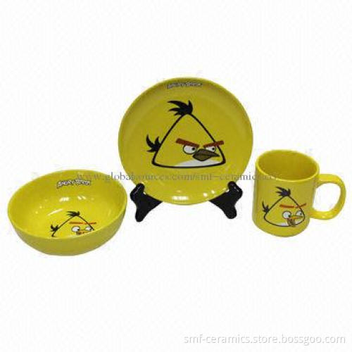 3pcs Ceramic Dinner Set, Glazed, FDA/SGS/PROP65 Approval